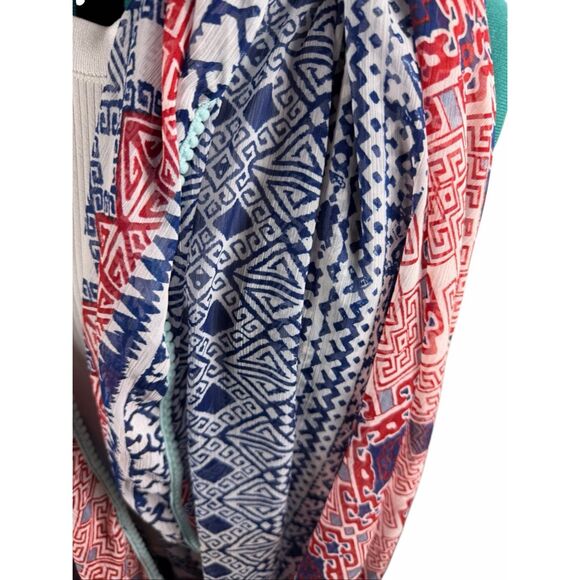 Aztec print in red and blue infinity scarf - Picture 3 of 5